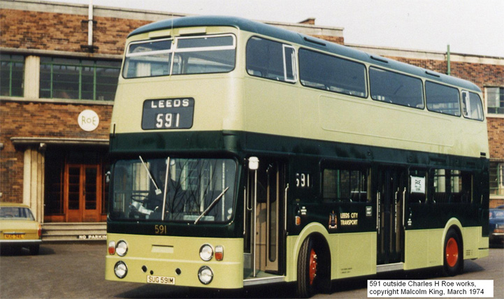 591 (SUG 591M) outside Charles H Roe works, March 1974. Copyright Malcolm King.